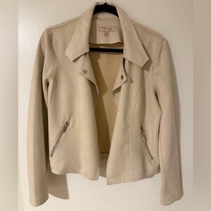 Philosophy Women's Cream Suede Blazer with Zipper Accents